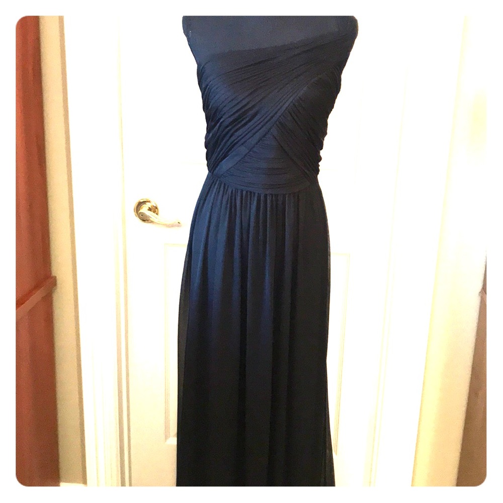 Alfred Sung Black long one-shoulder dress.